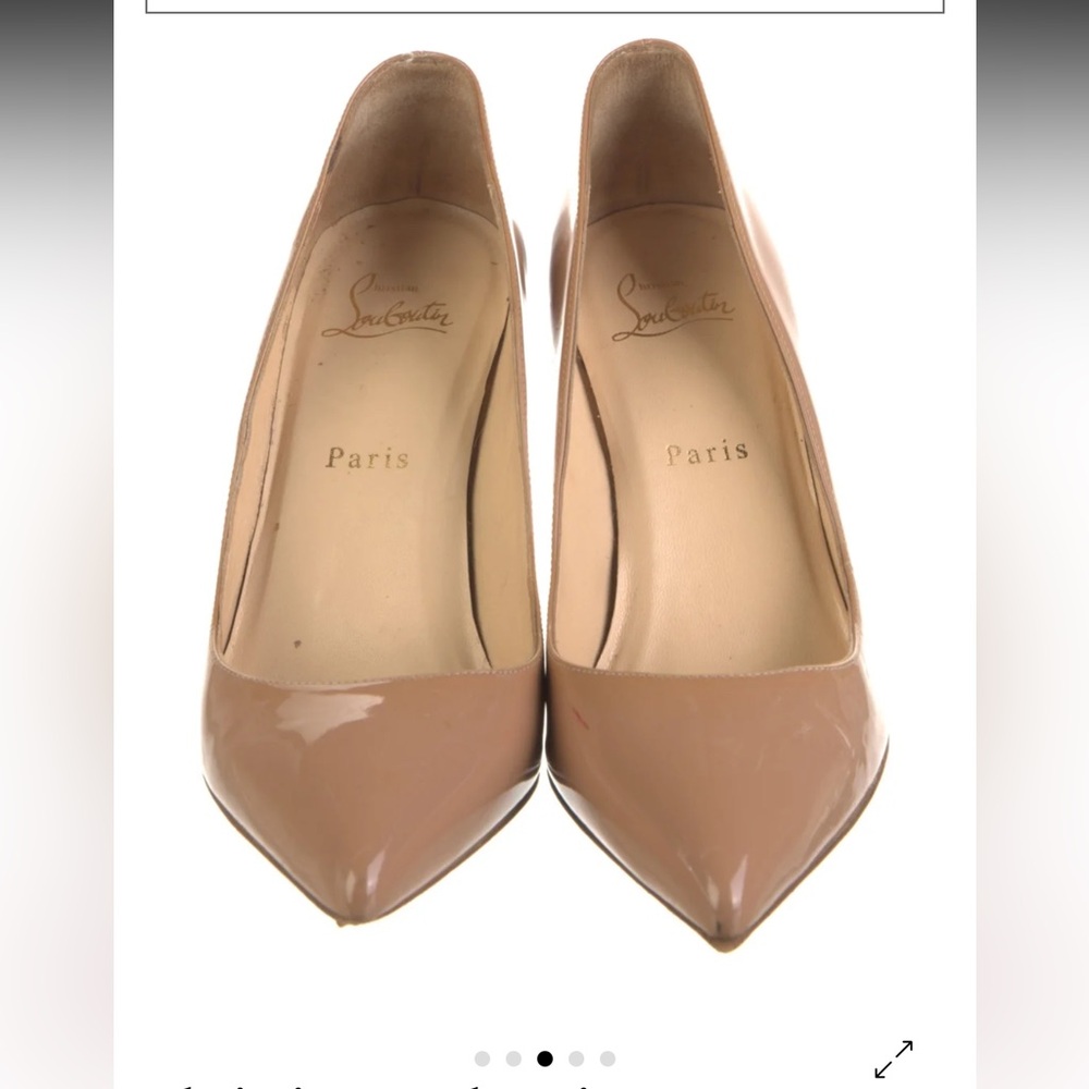 Christian Louboutin Beige Patent Leather Pointed Toe Pumps